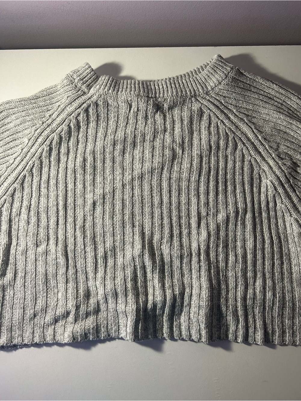 Aeropostal Women's Ribbed Crewneck Sweater - Light Gray
